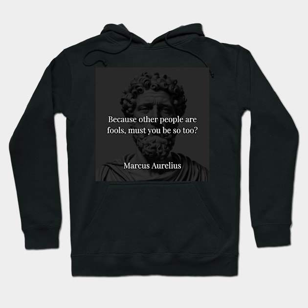 Marcus Aurelius's Counsel: Resisting Foolishness Amidst Folly Hoodie by Dose of Philosophy